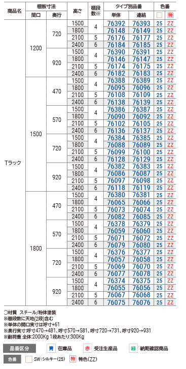 Tラック（中軽量ラック）