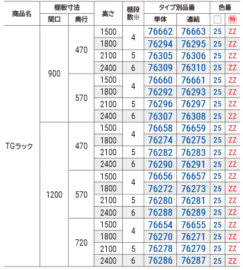 TGラック（中量ラック）