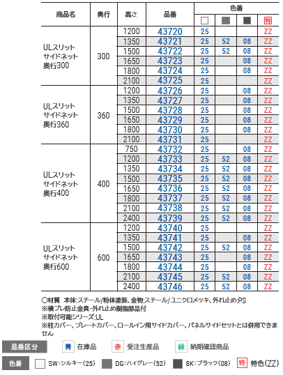 サイドネット（スリット取付タイプ）