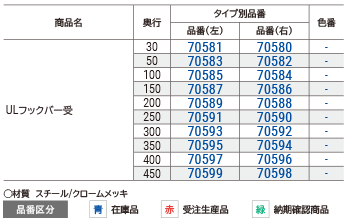 フックバー受け（メッキ仕様）