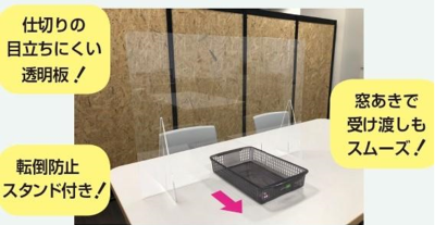 飛沫感染対策用パーテーションの写真